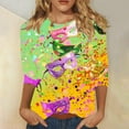 thumbnail image 2 of QATAINLAV Deals For Today Mardi Gras Shirts for Women 3/4 Sleeve Mask Graphic Blouse 3D Print Carnival Themed Funny Party Tee Tops Parade Tshirt Multicolor L, 2 of 6
