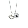 thumbnail image 2 of Delight Jewelry Silvertone Heart with 3 AB Crystals - Believe Faith Prayer Silvertone Script Initial Disc - C - Charm Necklace, 20"+3", 2 of 4