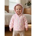 thumbnail image 5 of RUINIXCW Toddler Baby Girl Fall Jacket with Pockets Casual Strawberry Bow Floral Print Zip Up Hooded Long Sleeve Coat, 5 of 8