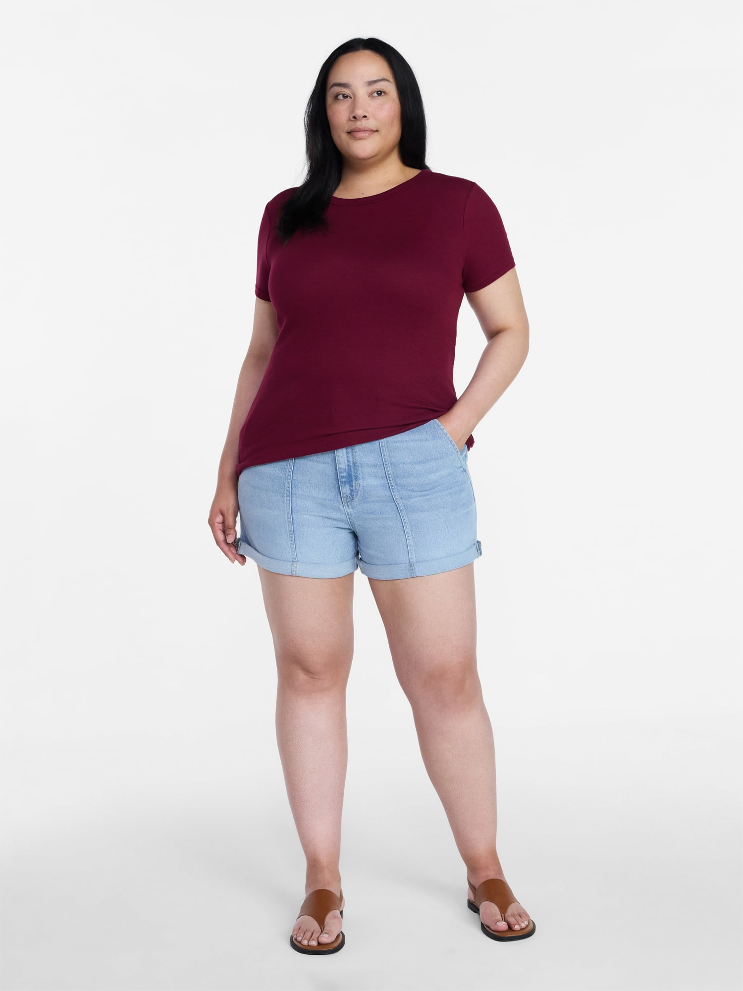 Time and Tru Women's High Rise Utility Shorts, 3.5" Inseam, Sizes 0-22