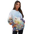 thumbnail image 7 of HELLHERO Hummingbird Daisy Print Women Sweatshirt Fall Long Sleeve Pullover Tops Fashion Oversized Crewneck Sweater Size S, 7 of 7