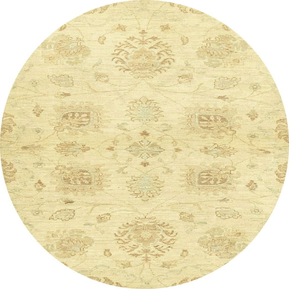 Ahgly Company Indoor Round Abstract Sun Yellow Abstract Area Rugs, 3' Round