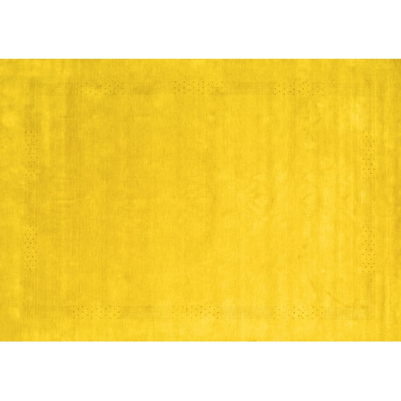 Ahgly Company Indoor Rectangle Solid Yellow Modern Area Rugs, 7' x 10'