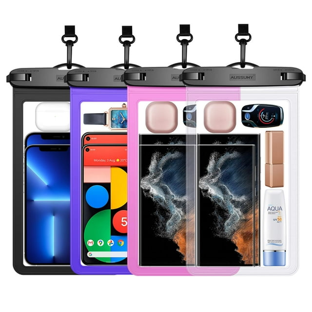 Funda para teléfono móvil Aussumy, paquete de 4 unidades, impermeable, universal, 10.5 pulgadas