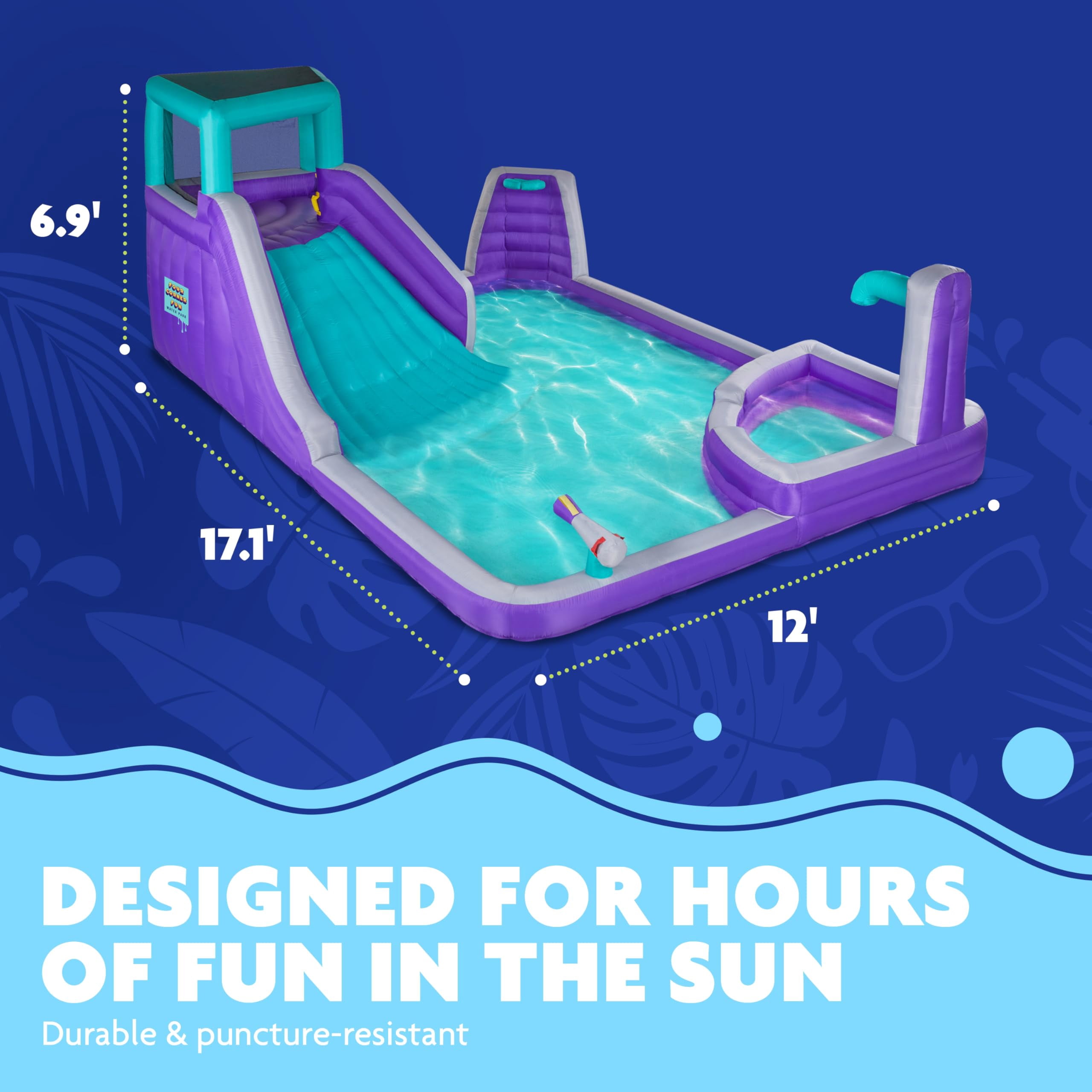 Sunny & Fun Inflatable Water Slide & Blow up Pool, Kids Water Park for Backyard