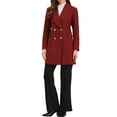 thumbnail image 2 of INSPIRE CHIC Double Breasted Winter Coat for Women's Lapel Neck Long Sleeve Outerwear Overcoat XL Burgundy, 2 of 6