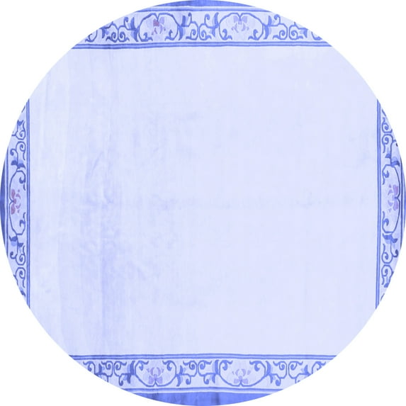 Ahgly Company Indoor Round Solid Blue Modern Area Rugs, 4' Round