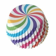 Rainbow Swirl Print Cupcake Liners (25pcs, Standard Size) Grease Resistant Cake Liners for Baking, Caking and Crafting by Bakell