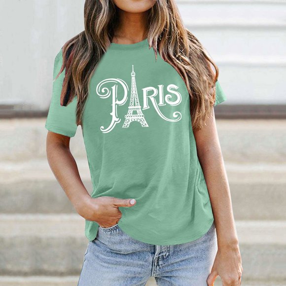 France Shirt Women Tower T Shirt Travel In France Tshirts Vacation Tees Tops Women's Shirts Summer Long Sleeve Tee Shirts for Women Casual T Shirts Women Turtleneck Women Long Sleeve for Women Ladies