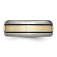 thumbnail image 3 of Chisel Titanium Antiqued and Brushed with 14k Gold Inlay 8mm Grooved Band, 3 of 7