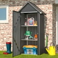 thumbnail image 2 of AECOJOY Outdoor Storage Shed with Floor & Metal Small Cabinet Waterproof with Shelves for Patio in Dark Grey, 2 of 9