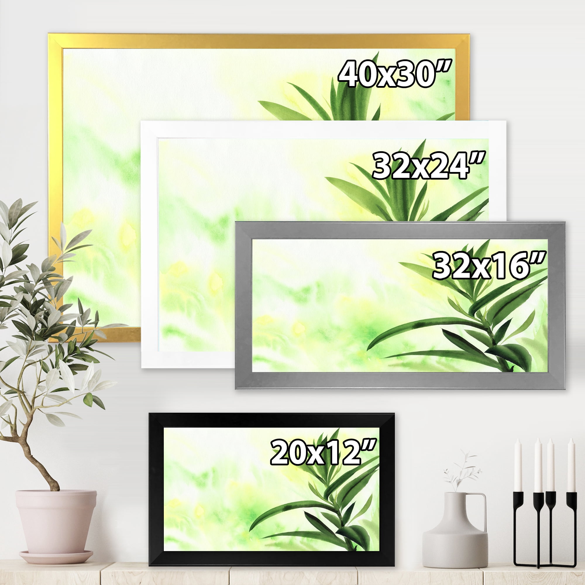 Designart 'Bamboo Palm Detail I' Traditional Framed Art Print