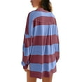 thumbnail image 4 of Oversized Sweatshirt for Women Long Sleeve Button V-Neck Striped Print Pullover Tops Fall Fashion 2025 Loose Fit Tunic Blouses, 4 of 6