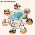 thumbnail image 4 of Comfy blue folding saucer reading lounge chair con soft thick padded seat y metal frame - moderno style para dormitorio y sala de estar, suitable para para niños y adults (x-grande con gold legs), 4 of 9