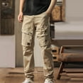 thumbnail image 2 of Xzbqbs Work Pants for Men Cotton Casual Elastic Waist Straight Cargo Pants Stretch Lightweight Tactical Pants with Multi Pockets, 2 of 4