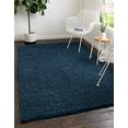 thumbnail image 1 of Unique Loom Solo Solid Shag Collection Modern Plush Navy Blue Area Rug (5' 0 x 8' 0), 1 of 5