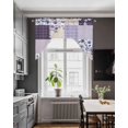 thumbnail image 3 of Spring Floral Swag Valances for Windows, Small Curtains Drapes, Dark Purple Flowers Patchwork Grid Bohemia Kitchen Window Curtains Over Sink Window Treatment Valance for Bedroom/Bathroom 56"x36", 3 of 5