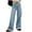 Light Blue, variant on YYUIJK Women Straight Wide Leg Jeans Low Waist Zipper Button Solid Boyfriend Denim Pants with Pockets Streetwear Black S
