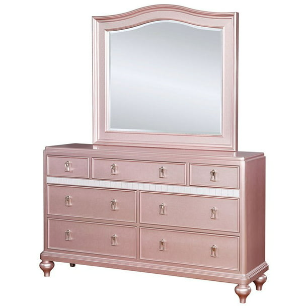 Rose Gold Dresser And Camel Back Mirror, Rose Gold Shabby Chic Mirror