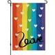 thumbnail image 1 of Bandera de jardín arcoíris con orgullo para exteriores, vertical, de doble cara, LGBTQ, bienvenida al progreso, 12 x 18 pulgadas, para lesbianas, gays, bisexuales, transgénero, pansexuales, pequeñas, 1 of 7