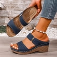 thumbnail image 6 of Navy Ladies Wedge Heel Sandals With Peep Toe And Open Toe For Spring And Summer Casual Comfortable Beach Slippers Thick Sole Size 41, 6 of 9