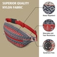 thumbnail image 5 of Fanny Pack Red and Blue Christmas Knitted Pattern Waist Pack Bag,Running Cross Bag,Waterproof Large Fanny Packs for Women Men for Travel Running Hiking Cycling, 5 of 6