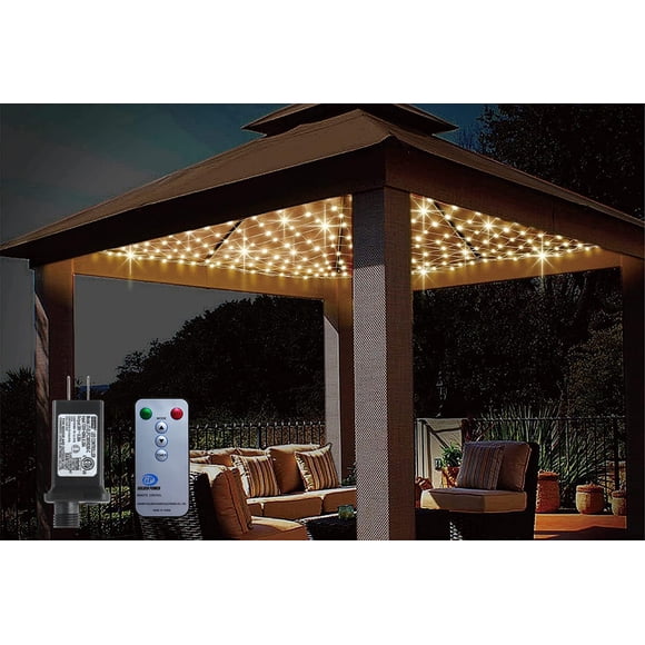 Luces de red para gazebo Anycosy, resistentes al agua, 10 x 10 pies, 480 LED con control remoto