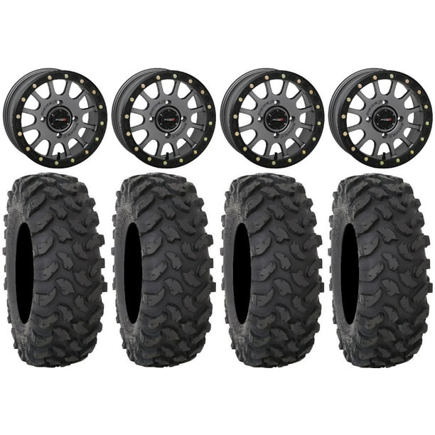 System 3 SB5 Grey 14" Wheels 30" XTR370 Tires Kawasaki Teryx Mule