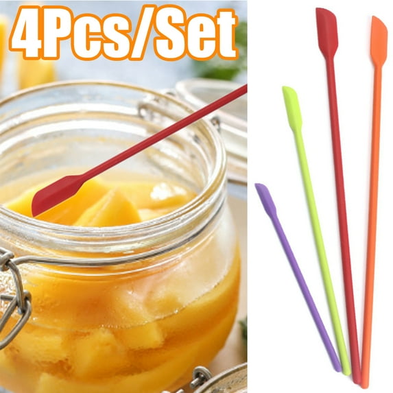 Travelwant 4Pcs Mini Spatula, Small Spatula Makeup Spatula Tool Heat Resistant Easily Scrape Silicone Spatula for Kitchen, Glass Jar, Storage Jar, Bottles, Cosmetic