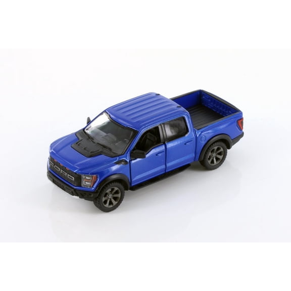 2022 Ford F-150 Raptor Pickup Truck, Blue - Kinsmart 5436D - 1/46 scale Diecast Model Toy Car