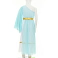 thumbnail image 4 of Jhaoyu Lyrical Dance Dress for Girls One Shoulder Ruffles Greek Nymph Toga Gown Light Blue 8, 4 of 7