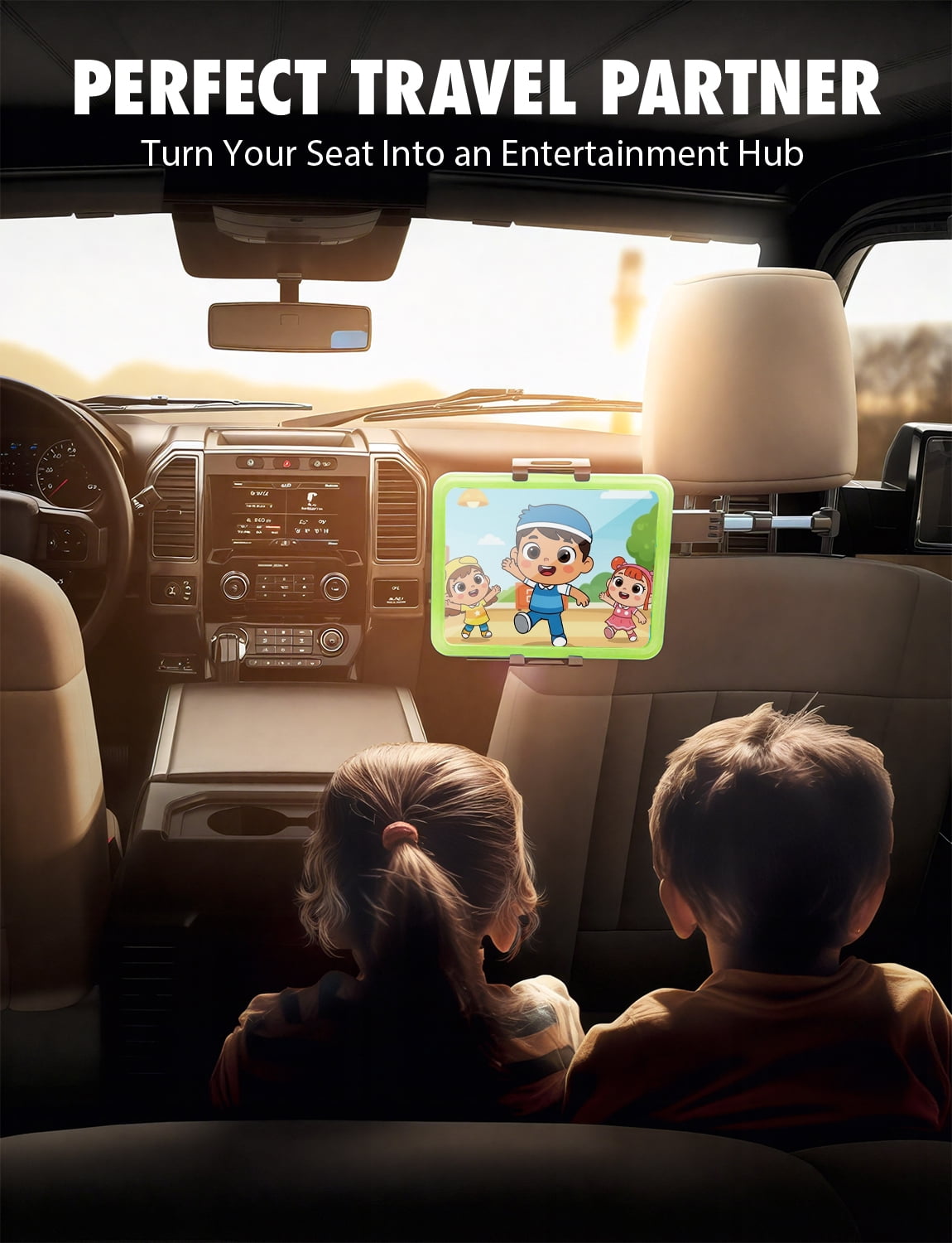 Bracketron TekGrip XL Car Tablet Headrest Mount – Universal Backseat Holder for iPad & Tablets, Heavy-Duty Metal Arm, Extendable & 360° Rotating, Fits 4.7″–12.9″ Devices