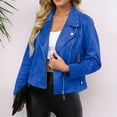 thumbnail image 5 of Tianiyouqing Womens Faux Suede Jacket Fall Winter Fashion Casual Oversized Faux Leather Blazer Jacket Trench Coat Royal Blue S, 5 of 7