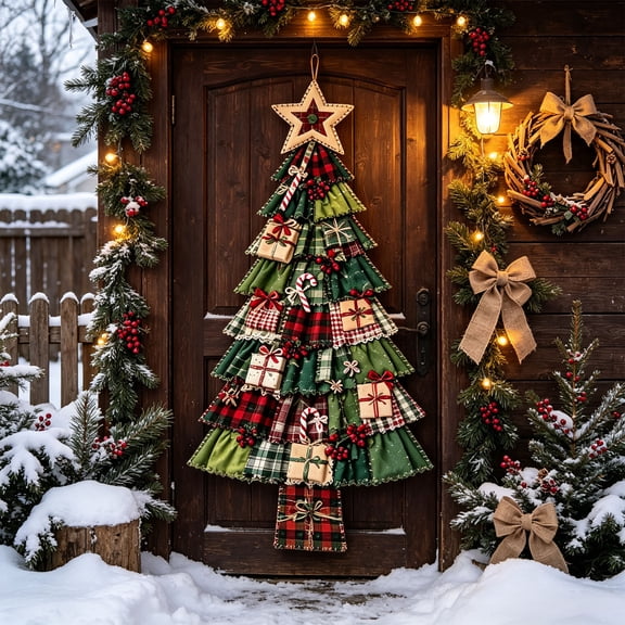 DIY Quilted Christmas Tree Kit, Beginner Friendly Oversized Christmas Patchwork Quilted Tree Kit, DIY Fabric Craft for Front Door and Living Room Christmas Decor