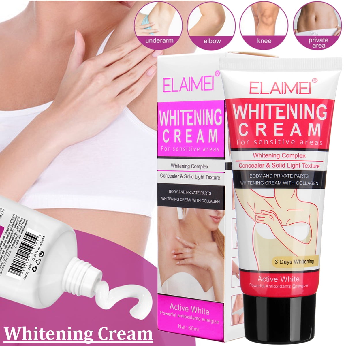 60ml White Whitening Cream Body Beauty Between Legs Knees