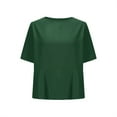 thumbnail image 5 of Round Neck Tops for Women Dressy Short Sleeve Elegant Summer Peplum Pleated Flowy Casual Blouse Shirt Trendy 2025, 5 of 6