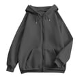 thumbnail image 2 of Womens Zip Up Hoodies Soft Full Zip Hoodie Hoodies for Women Long Sleeve Cozy Fleece Fall Outfits Workout Clothes Mama Sweatshirt Oversized Sweatshirts Fashion Hoodies & Sweatshirts Dark Gray L, 2 of 9