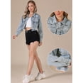 thumbnail image 2 of DARING DIVA Women's Rocker Party Rhinestones Denim Jacket S Light Blue, 2 of 6