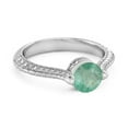 thumbnail image 2 of 925 Sterling Silver 0.25 Ctw Emerald Solitaire Accents Women Valentines Day Gifts Ring, 2 of 3