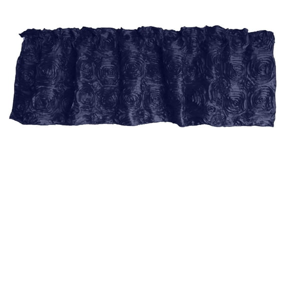 Rosette Floral Pop Up Flower Window Valance 54 Inch Wide Navy