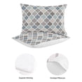 thumbnail image 7 of Blue Grey Twin XL Size Quilt Set Lightweight Bedspread Coverlet Set, Morocco Geometric Plaid Quilted Bedding Cover with 2 Pillow Shams for All Season Layering 68"x98", 7 of 7