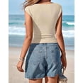 thumbnail image 6 of FreshPretty Womens Summer Tops Boat Neck Cap Sleeve Tee Shirts Ruched Slim Fit Knit Going Out Tank Top Spring Fashion, 6 of 9