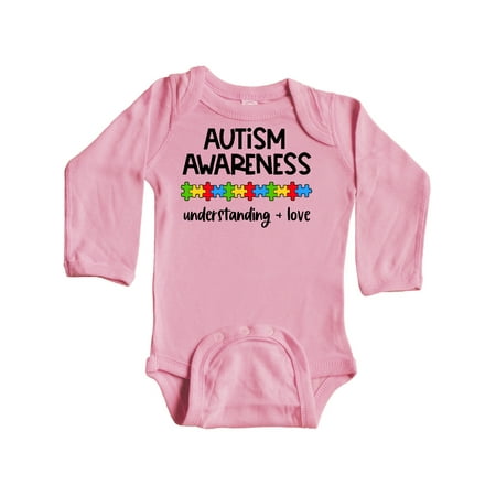 

Inktastic Autism Awareness Understanding and Love with Puzzle Pieces Gift Baby Boy or Baby Girl Long Sleeve Bodysuit