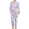 thumbnail image 2 of Pijama de tiburón divertido, conjunto de pijama de 2 piezas con estampado de vida marina de manga larga para hombre, ropa de dormir romántica de gran tamaño con gráficos de otoño, 2 of 5