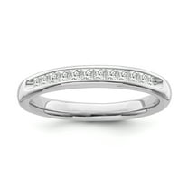 Araiya Fine Jewelry 925 Sterling Silver Princess-shape Lab Grown Diamond Wedding Band Ring ( 1/4 cttw, D-F Color, VS Clarity) Size 6.5