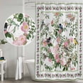 thumbnail image 5 of Pink Spring Floral Shower Curtain, Waterproof Shower Curtains for Bathroom, Elegant Pastoral Flowers Birds Watercolor Washable Fabric Bathtub Curtain Set Bath Decor with 12 Hooks Stall 36"x72", 5 of 8