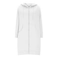 thumbnail image 5 of Likimi Womens Hoodies Solid Color Long Sleeve Zipper Long Pullover With Pocket Casual Soft Autumn Winter Sweatshirt Size 2Xl White, 5 of 5