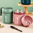 thumbnail image 3 of 2Pcs Thermal Insulated Food Jar with Foldable Spoon Leak Proof Lunch Containers Soup Cup Portable 304 Stainless Steel Thermal Food Storage Container 480ml for Kids Adults School, 3 of 9
