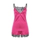 thumbnail image 5 of Gibobby Lencería de encaje Día de San Valentín Ropa de dormir Conjuntos de ropa de dormir de encaje Correa de ajuste Sin mangas Satén Mujeres Pijama Top(Rosa caliente, G), 5 of 5