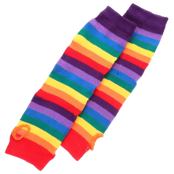TELOLY Rainbow Striped Arm Warmer Fingerless for Christmas Rainbow Arm Sleeves